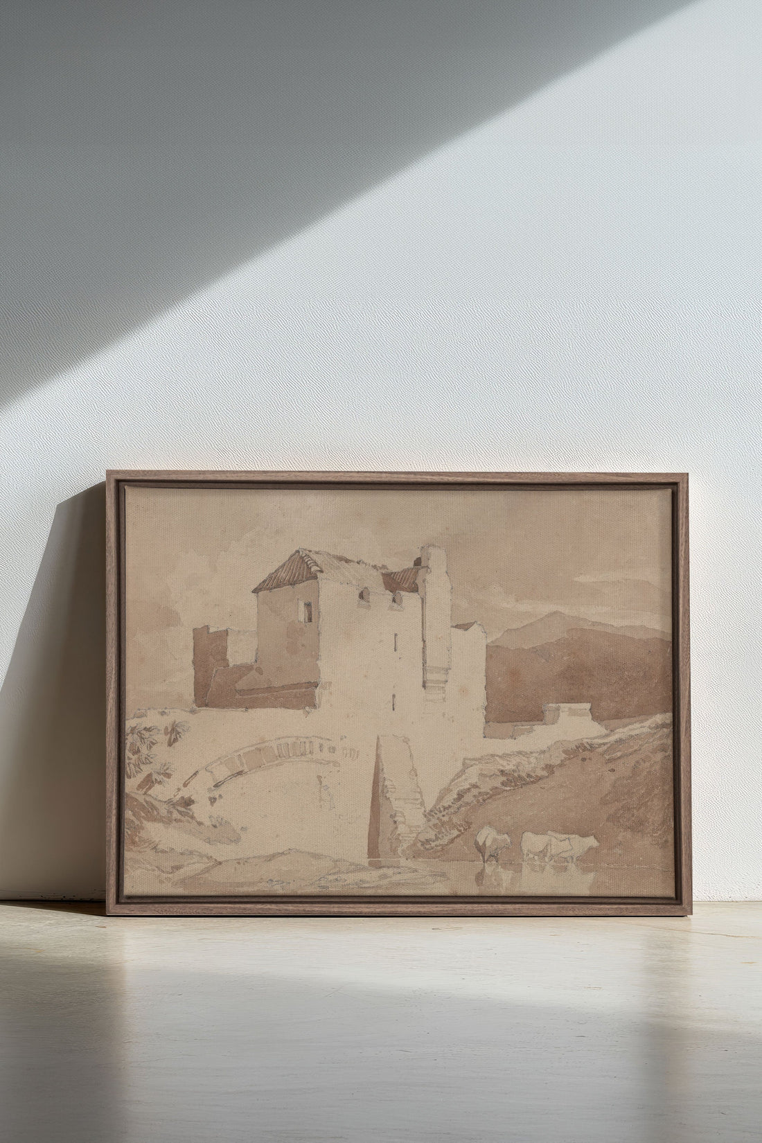 OLEKA CANVAS - STONE AND STREAM, Oeuvre sur toile étirée, encadré Brun Chêne