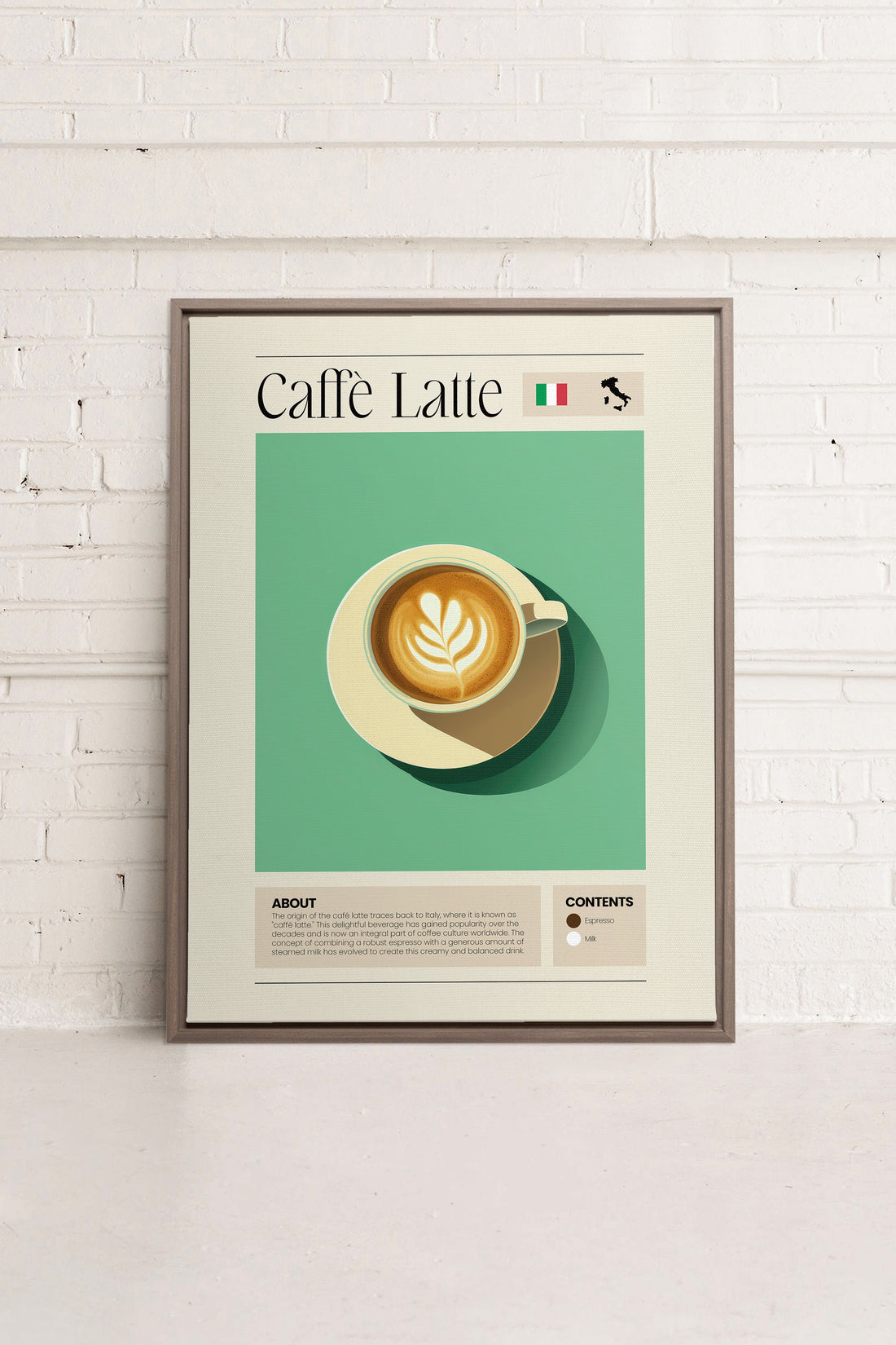 OLEKA CANVAS - CAFFÈ LATTE, Oeuvre sur toile étirée, encadré Brun Chêne