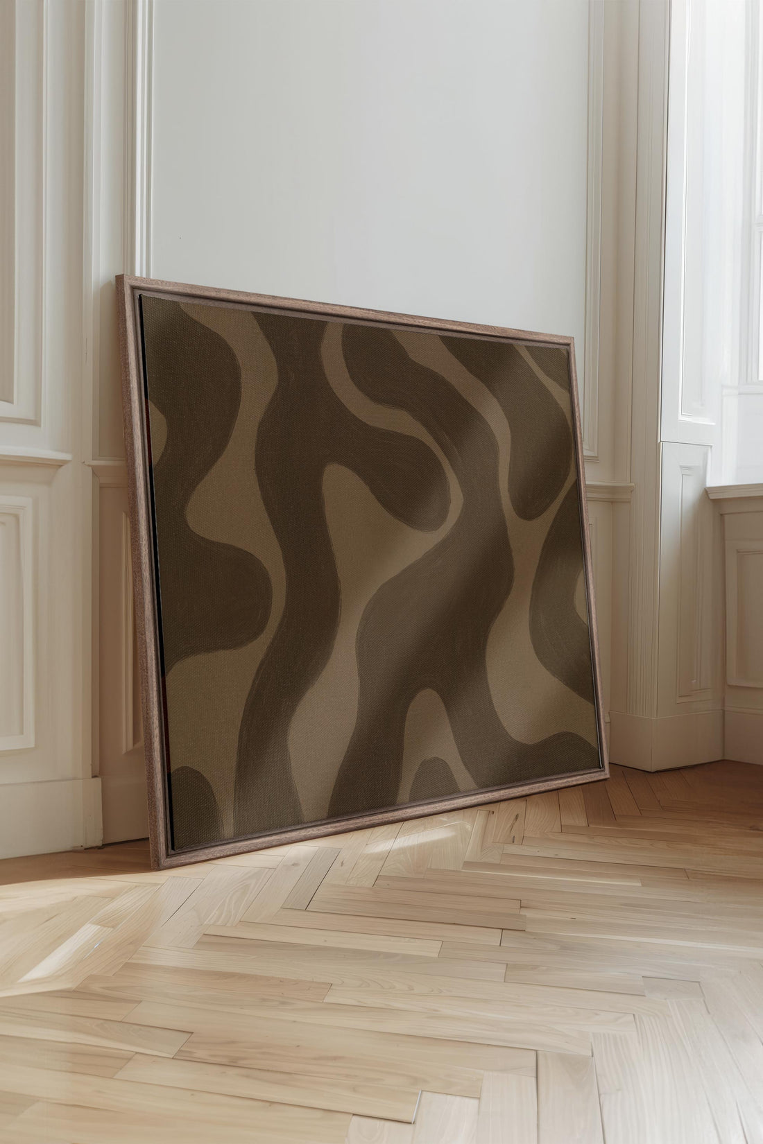 OLEKA CANVAS - MINERAL FLOW, Oeuvre sur toile étirée, encadré Brun Chêne