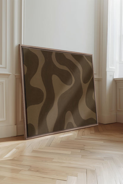 OLEKA CANVAS - MINERAL FLOW, Oeuvre sur toile étirée, encadré Brun Chêne