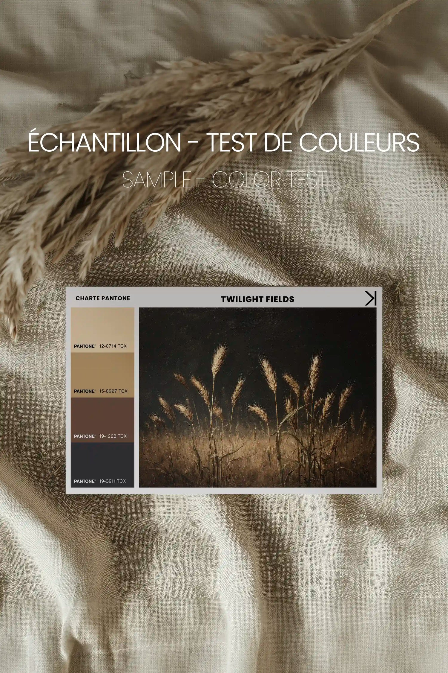 TWILIGHT FIELDS, Oeuvre sur toile étirée, encadré Brun Noyer