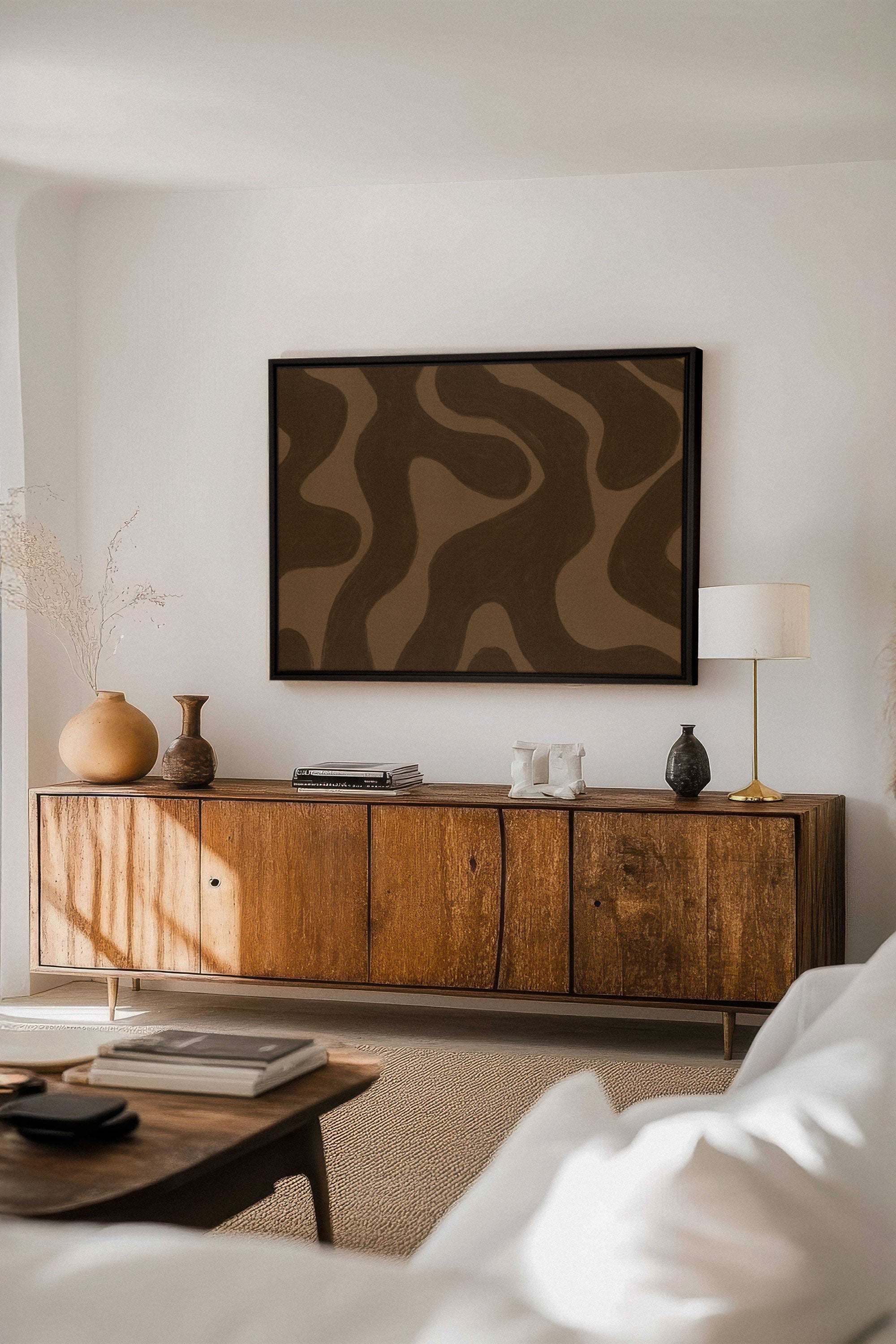 OLEKA CANVAS - MINERAL FLOW, Oeuvre sur toile étirée, encadré Noir