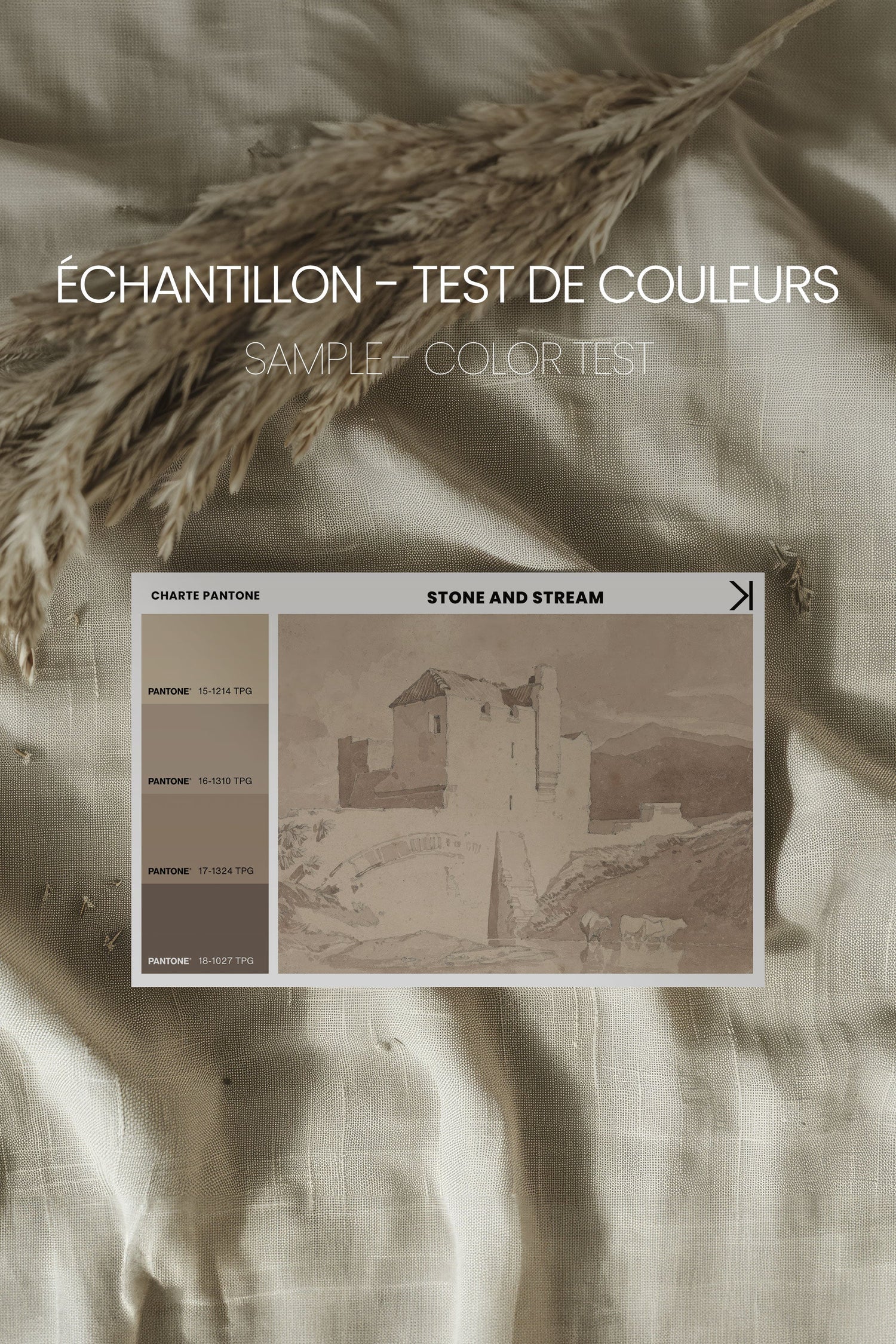 OLEKA CANVAS - STONE AND STREAM, Oeuvre sur toile étirée, encadré Brun Chêne