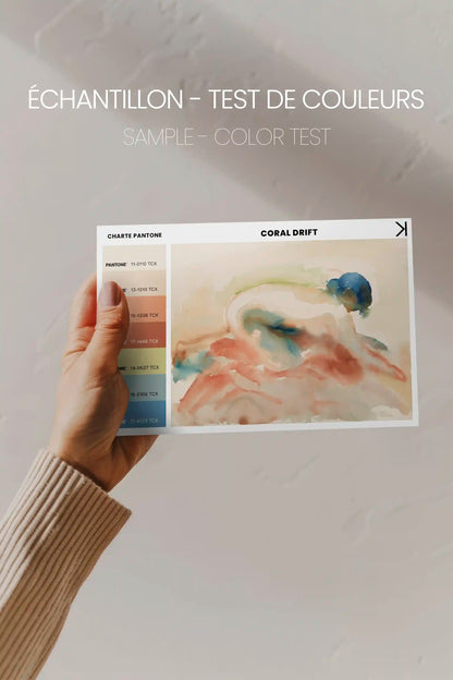 CORAL DRIFT, Oeuvre sur toile étirée, encadré Naturel Clair