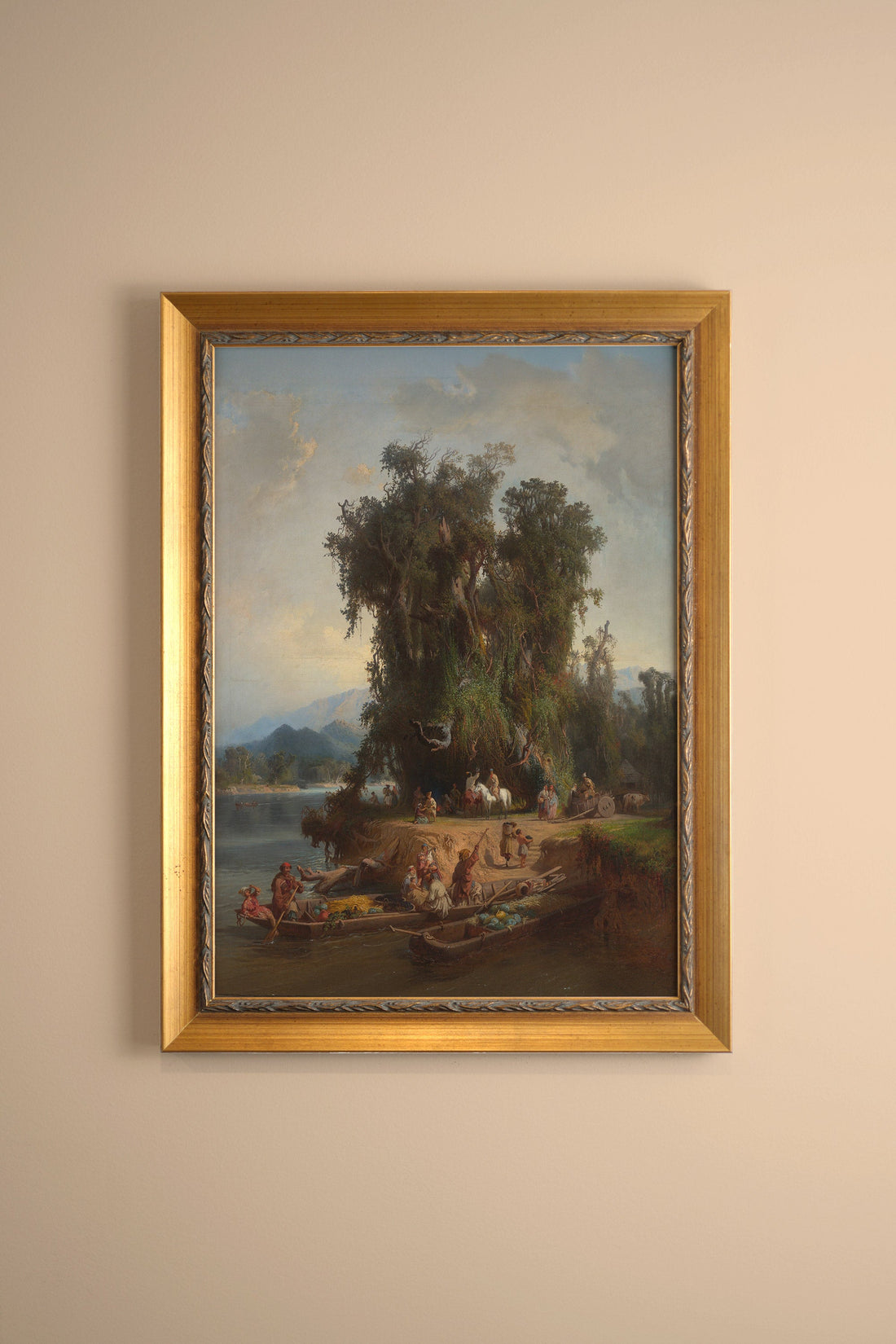 LES RIVES DU TEMPS, Oeuvre sur toile rigide, encadré Vintage Or