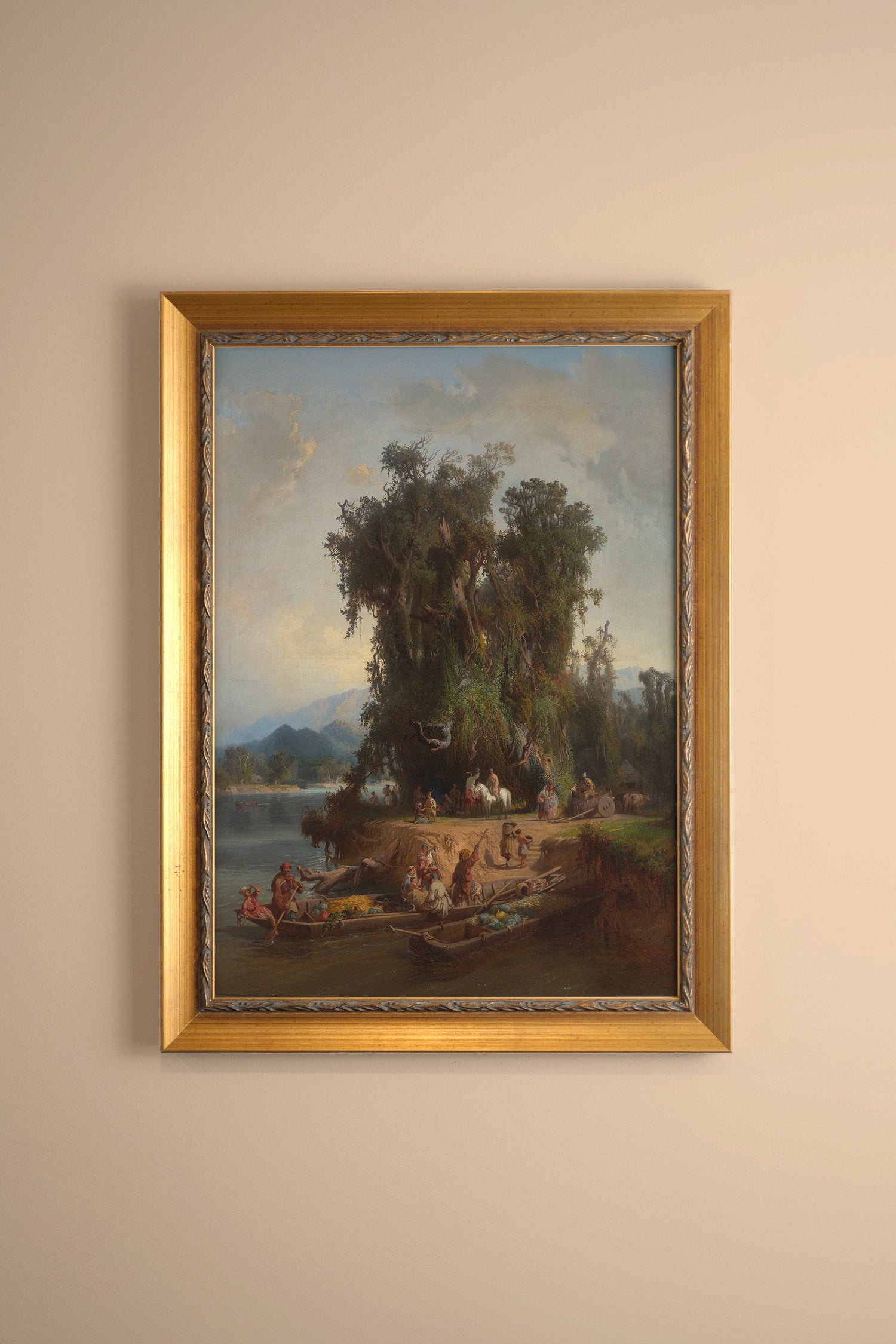 LES RIVES DU TEMPS, Artwork on rigid canvas, framed in Vintage Gold