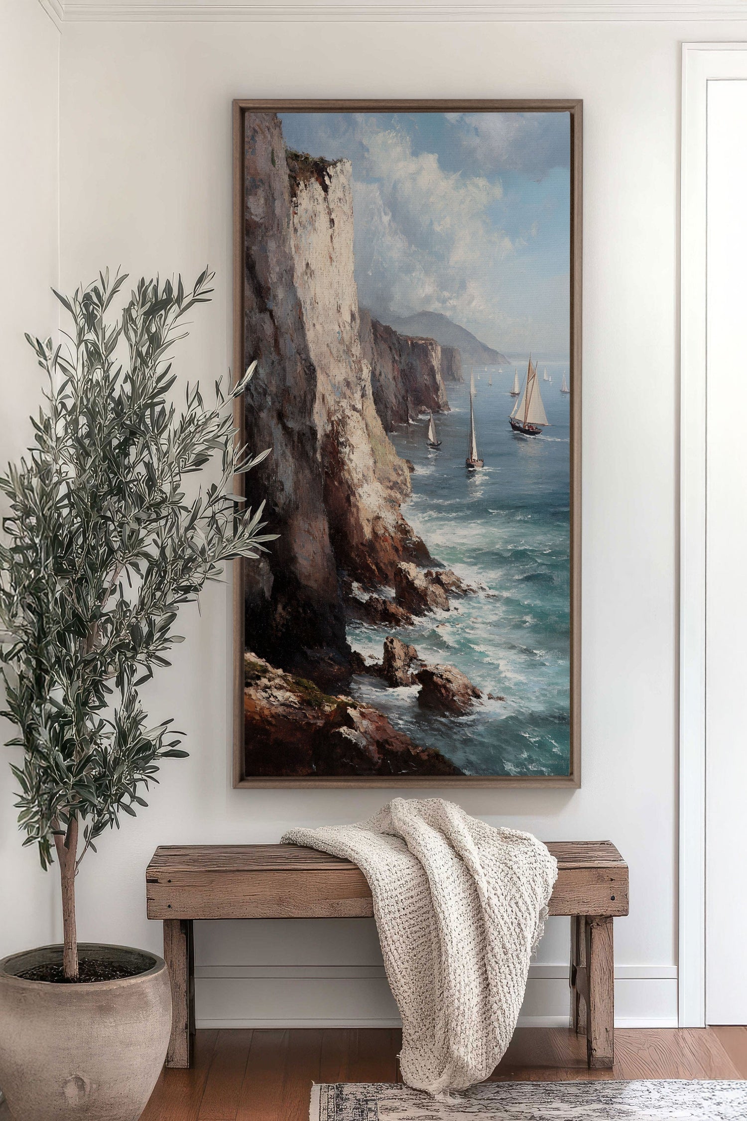 OLEKA CANVAS - SHORES OF INFINITY, Oeuvre sur toile étirée, encadré Brun Chêne