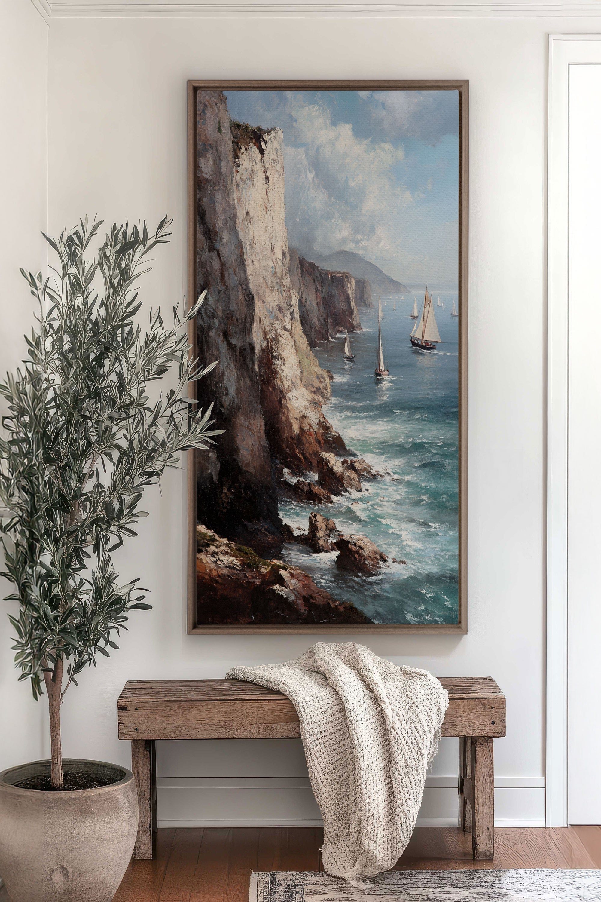 OLEKA CANVAS - SHORES OF INFINITY, Oeuvre sur toile étirée, encadré Brun Chêne