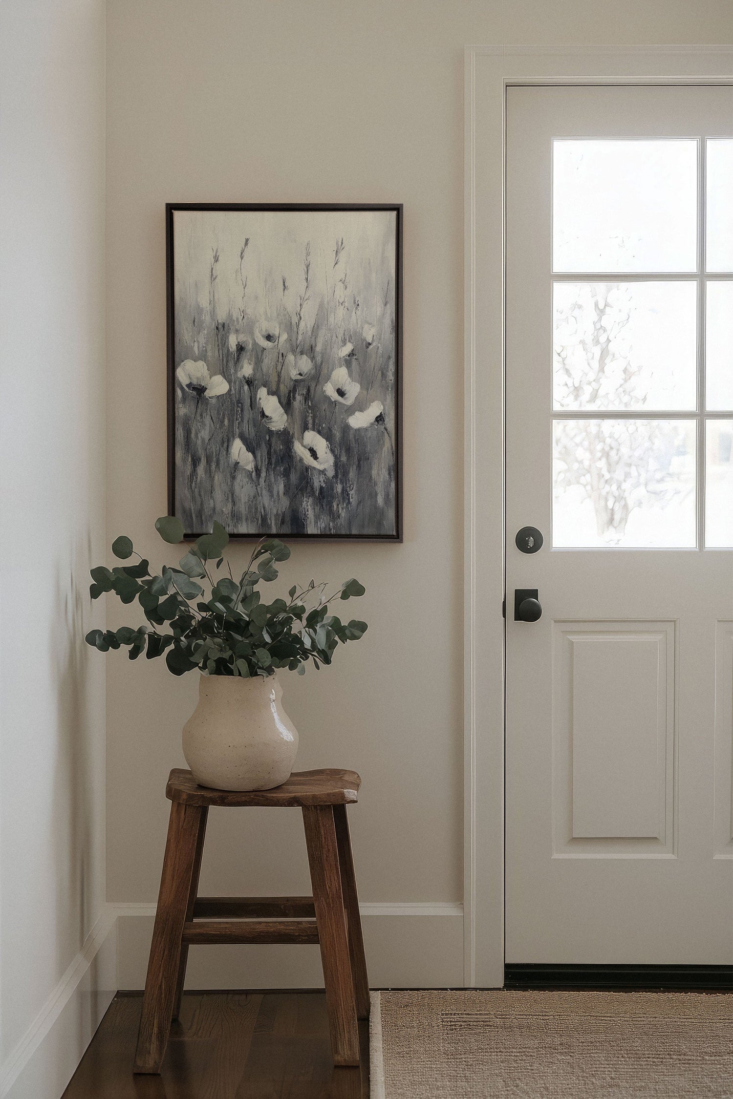 OLEKA CANVAS - WHITE VEIL, Oeuvre sur toile étirée, encadré Noir