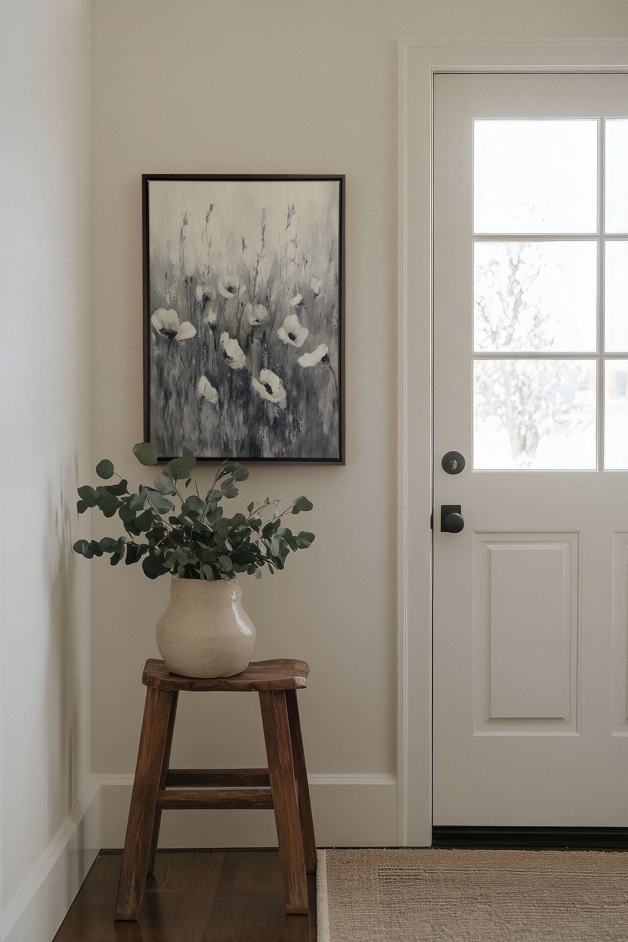 OLEKA CANVAS - WHITE VEIL, Oeuvre sur toile étirée, encadré Noir