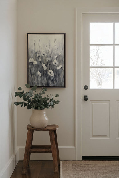 OLEKA CANVAS - WHITE VEIL, Oeuvre sur toile étirée, encadré Noir