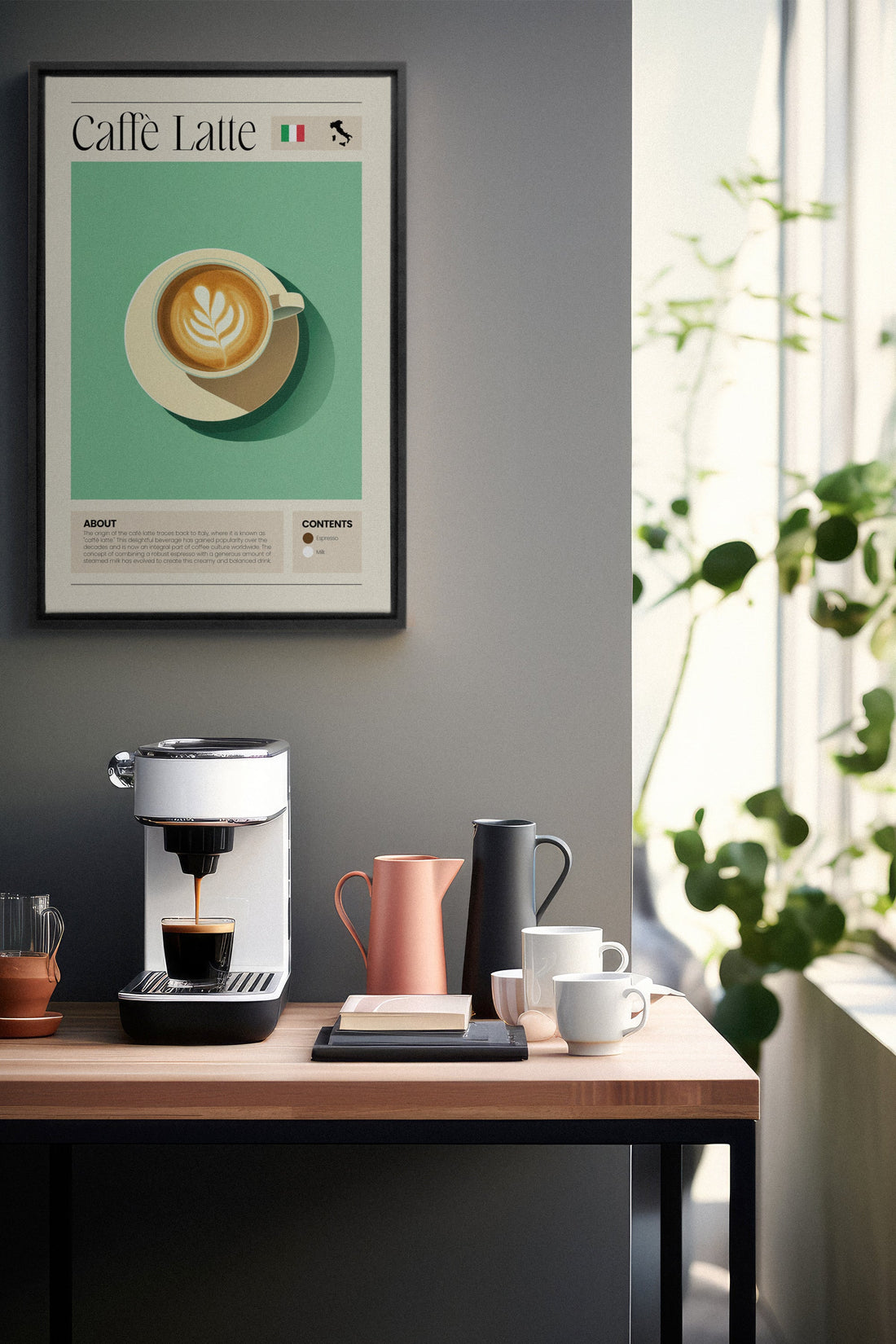 OLEKA CANVAS - CAFFÈ LATTE, Oeuvre sur toile étirée, encadré Noir