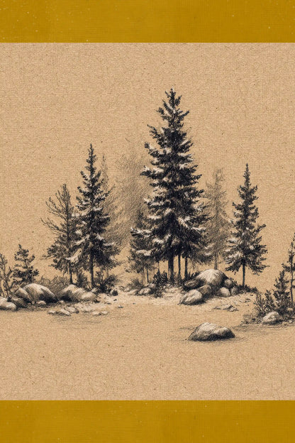 ROOTED CALM, Artwork on rigid canvas, framed Vintage Gold