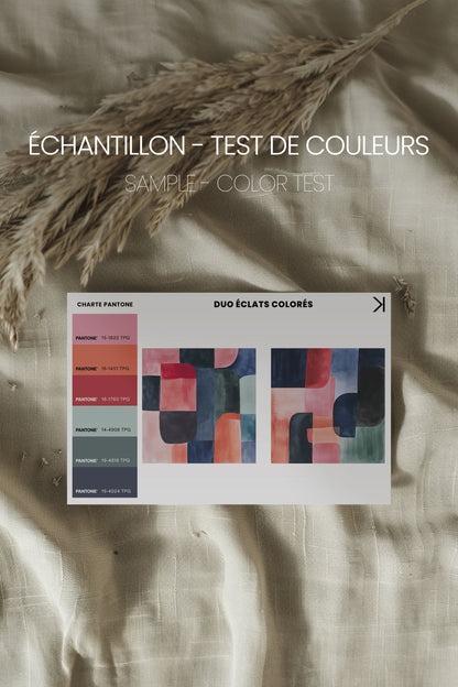 OLEKA CANVAS - DUO ÉCLATS COLORÉS, 2 Oeuvres sur toile étirée, encadré Noir