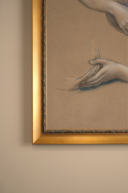 CLASSICAL SKETCH, Oeuvre sur toile étirée, encadré Vintage Or