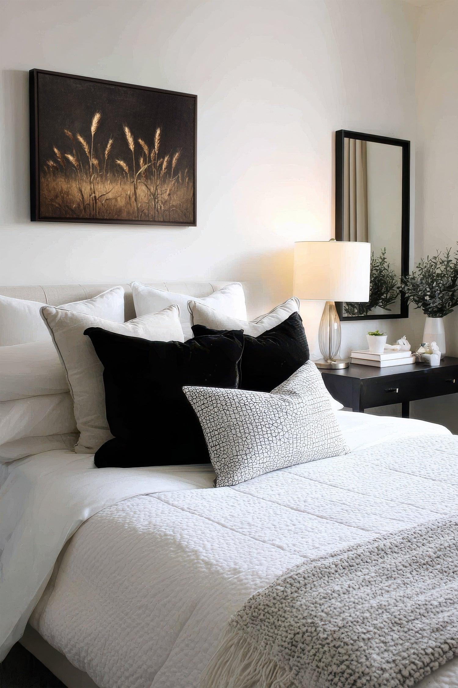 TWILIGHT FIELDS, Work on stretched canvas, framed Black