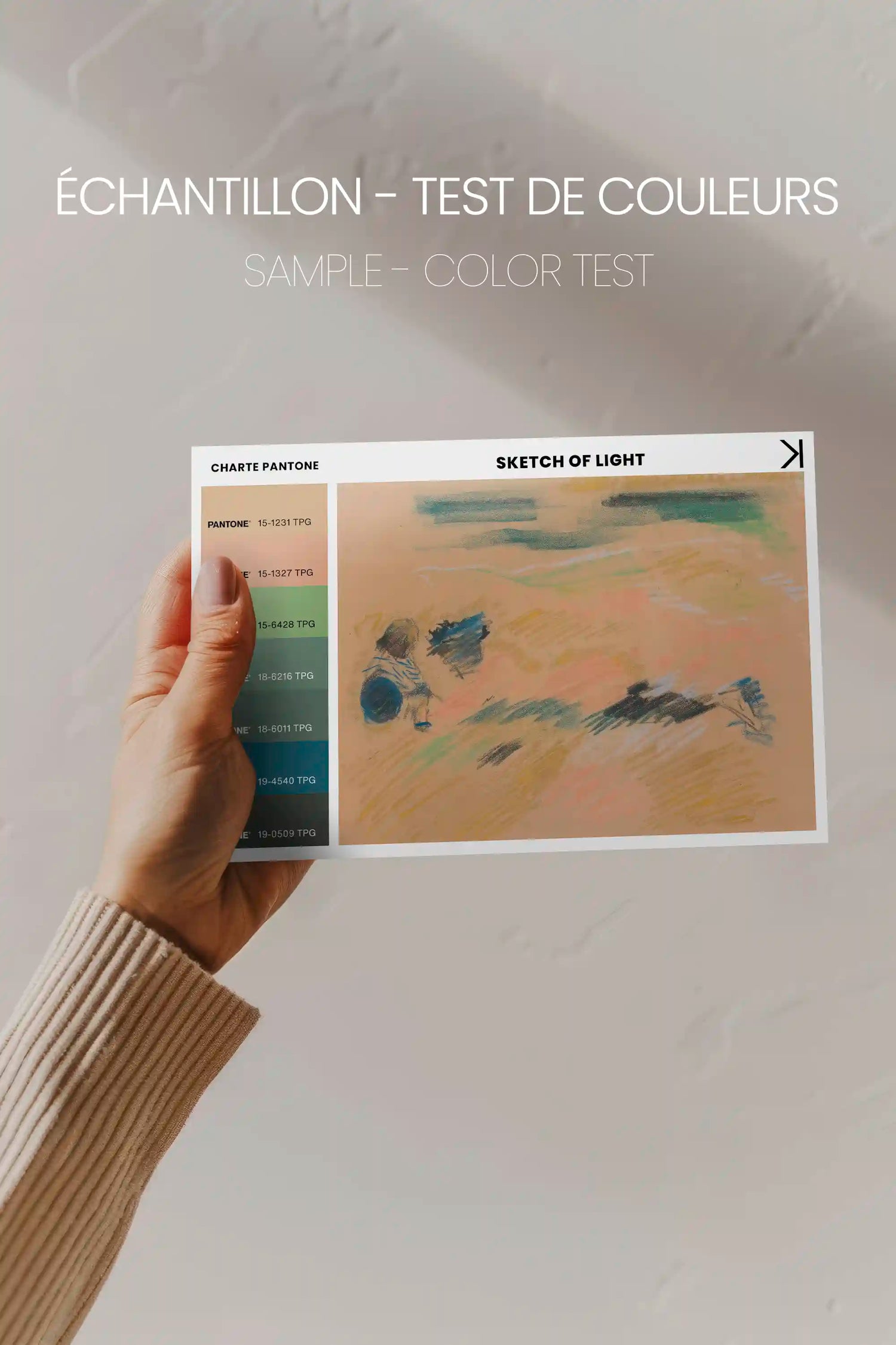 SKETCH OF LIGHT, Oeuvre sur toile étirée, encadré Brun Chêne