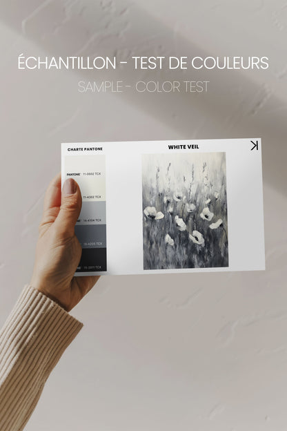 OLEKA CANVAS - WHITE VEIL, Oeuvre sur toile étirée, encadré Brun Noyer