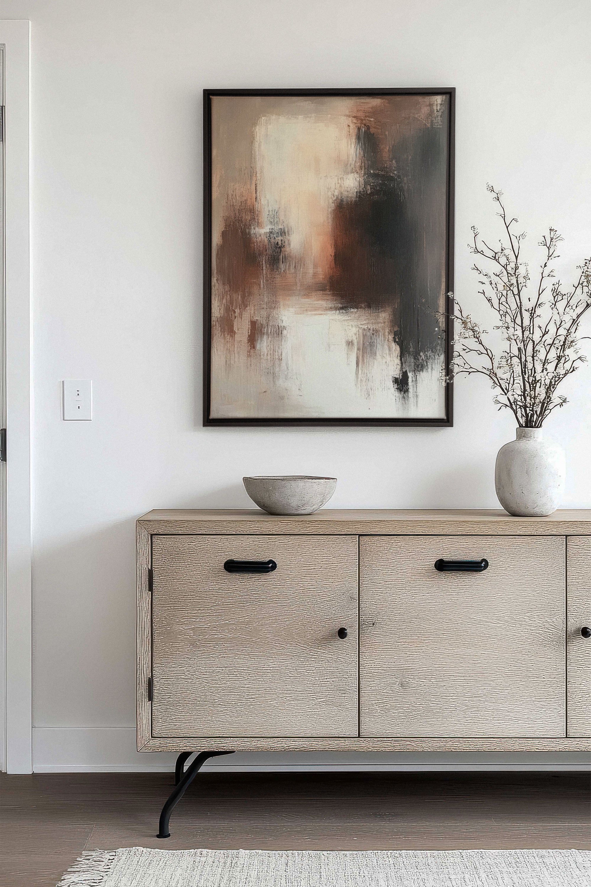 OLEKA CANVAS - MUTED FLAMES, Oeuvre sur toile étirée, encadré Noir