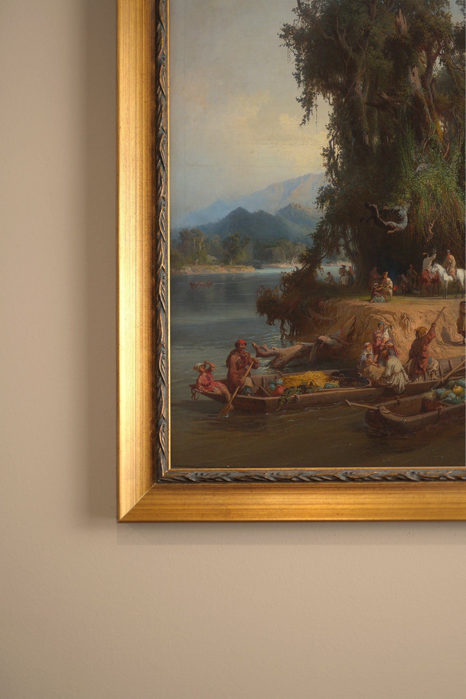 LES RIVES DU TEMPS, Artwork on rigid canvas, framed in Vintage Gold