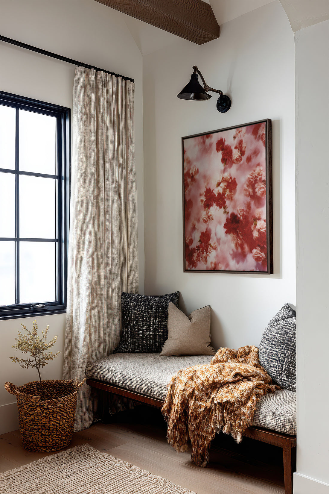 RÊVE ÉCARLATE, Artwork on stretched canvas, framed in Walnut Brown