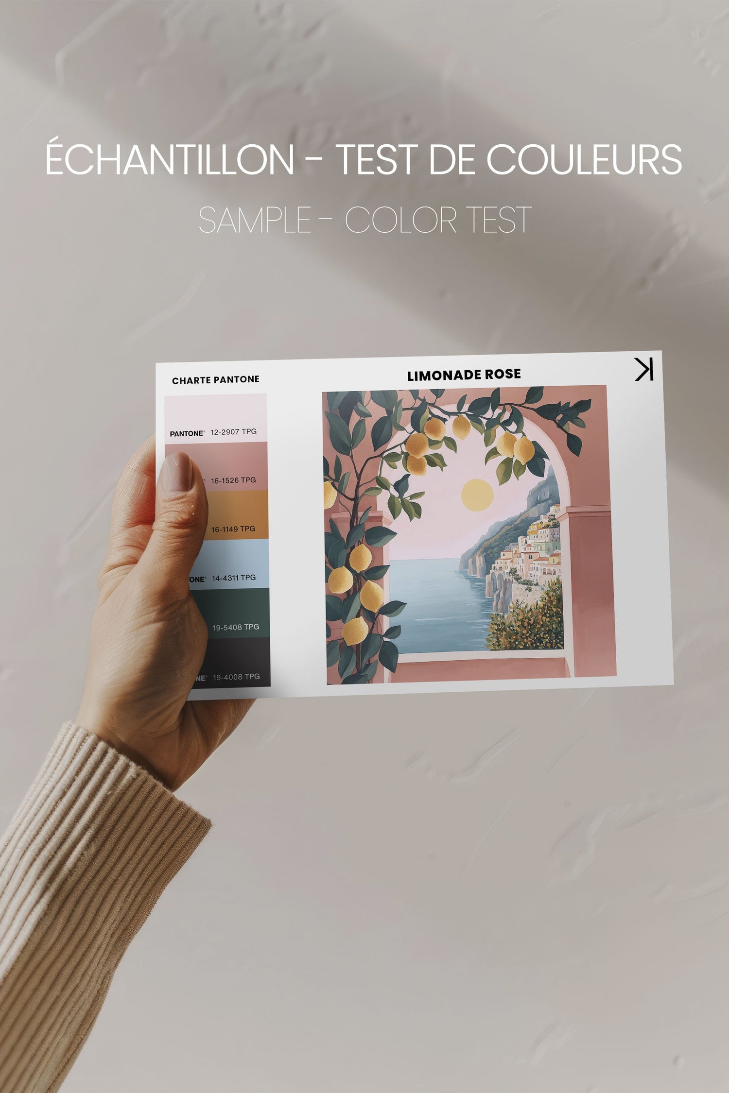 OLEKA CANVAS - LIMONADE ROSE, Oeuvre sur toile étirée, encadré Blanc