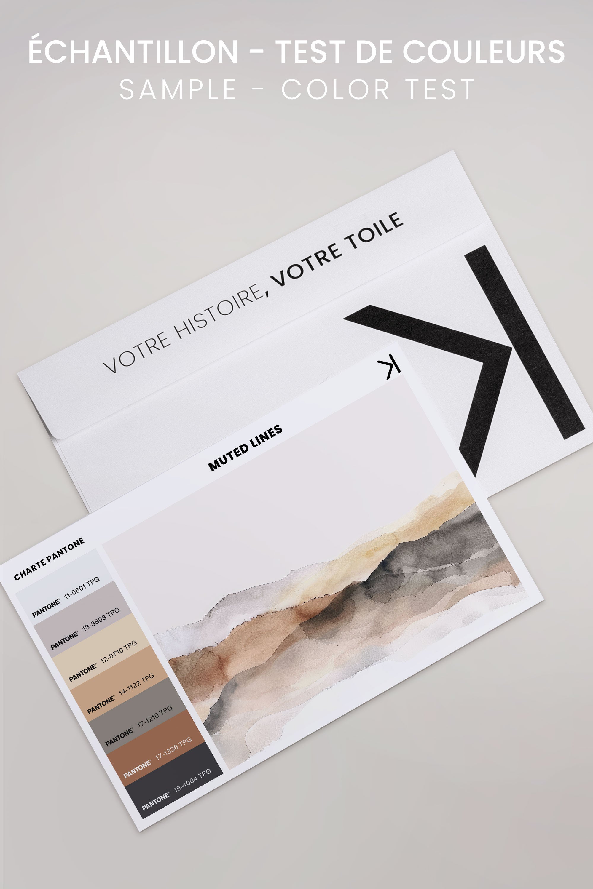 OLEKA CANVAS - MUTED LINES, Oeuvre sur toile étirée, encadré Noir