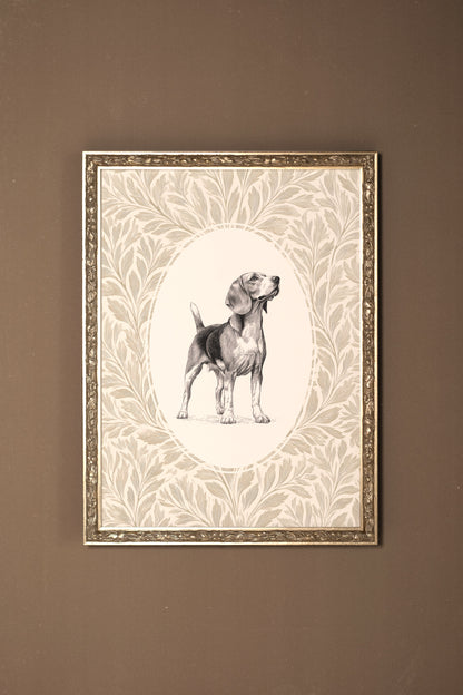 VINTAGE PUP, Oeuvre sur toile rigide, encadré Vintage Argent