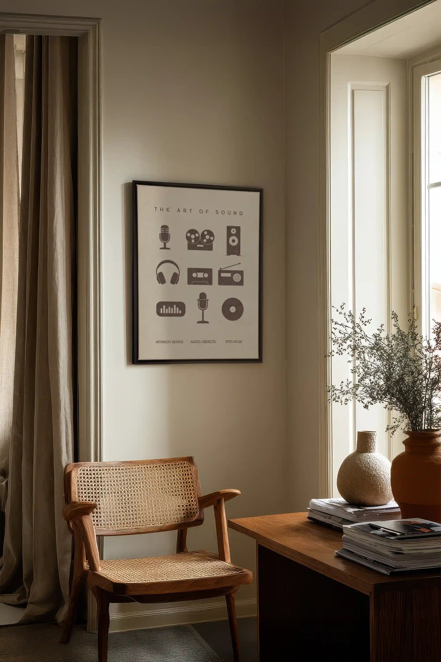 THE ART OF SOUND, Work on stretched canvas, framed Black