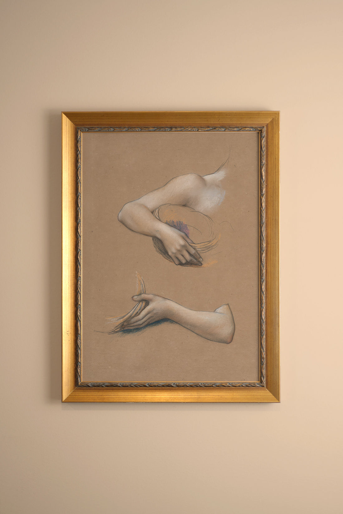 CLASSICAL SKETCH, Oeuvre sur toile étirée, encadré Vintage Or