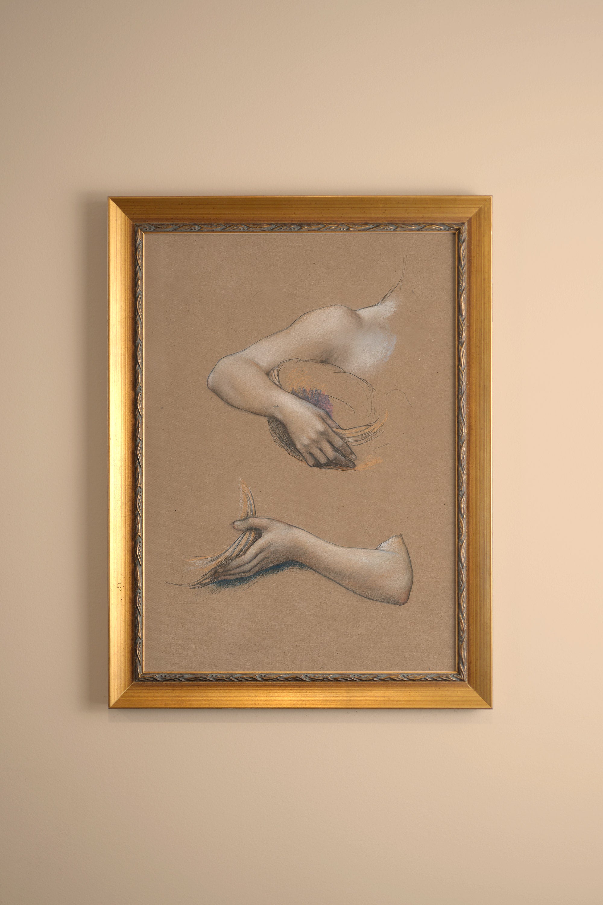 CLASSICAL SKETCH, Oeuvre sur toile étirée, encadré Vintage Or