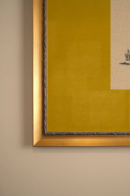 ROOTED CALM, Artwork on rigid canvas, framed Vintage Gold