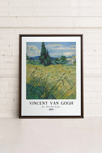 OLEKA CANVAS - GREEN WHEAT FIELD, Oeuvre sur toile étirée, encadré Brun Noyer