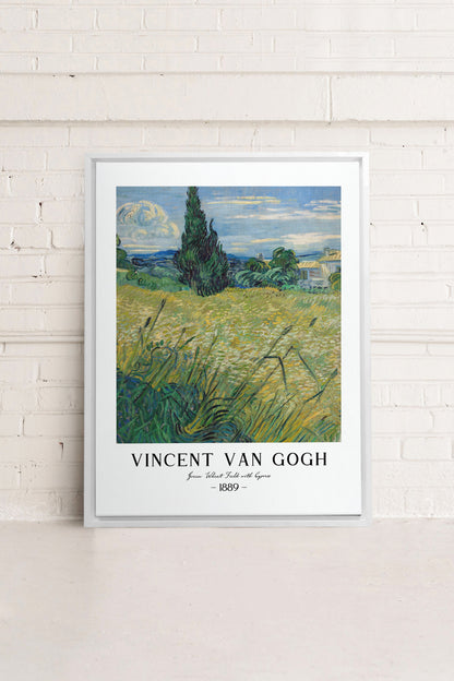 OLEKA CANVAS - GREEN WHEAT FIELD, Oeuvre sur toile étirée, encadré Blanc