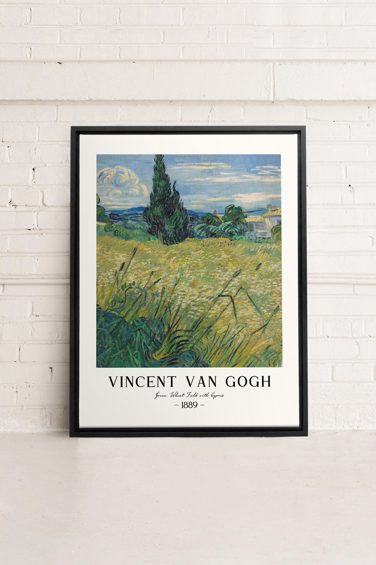 OLEKA CANVAS - GREEN WHEAT FIELD, Oeuvre sur toile étirée, encadré Noir