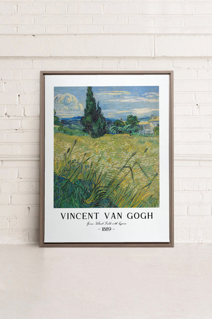 OLEKA CANVAS - GREEN WHEAT FIELD, Oeuvre sur toile étirée, encadré Brun Chêne