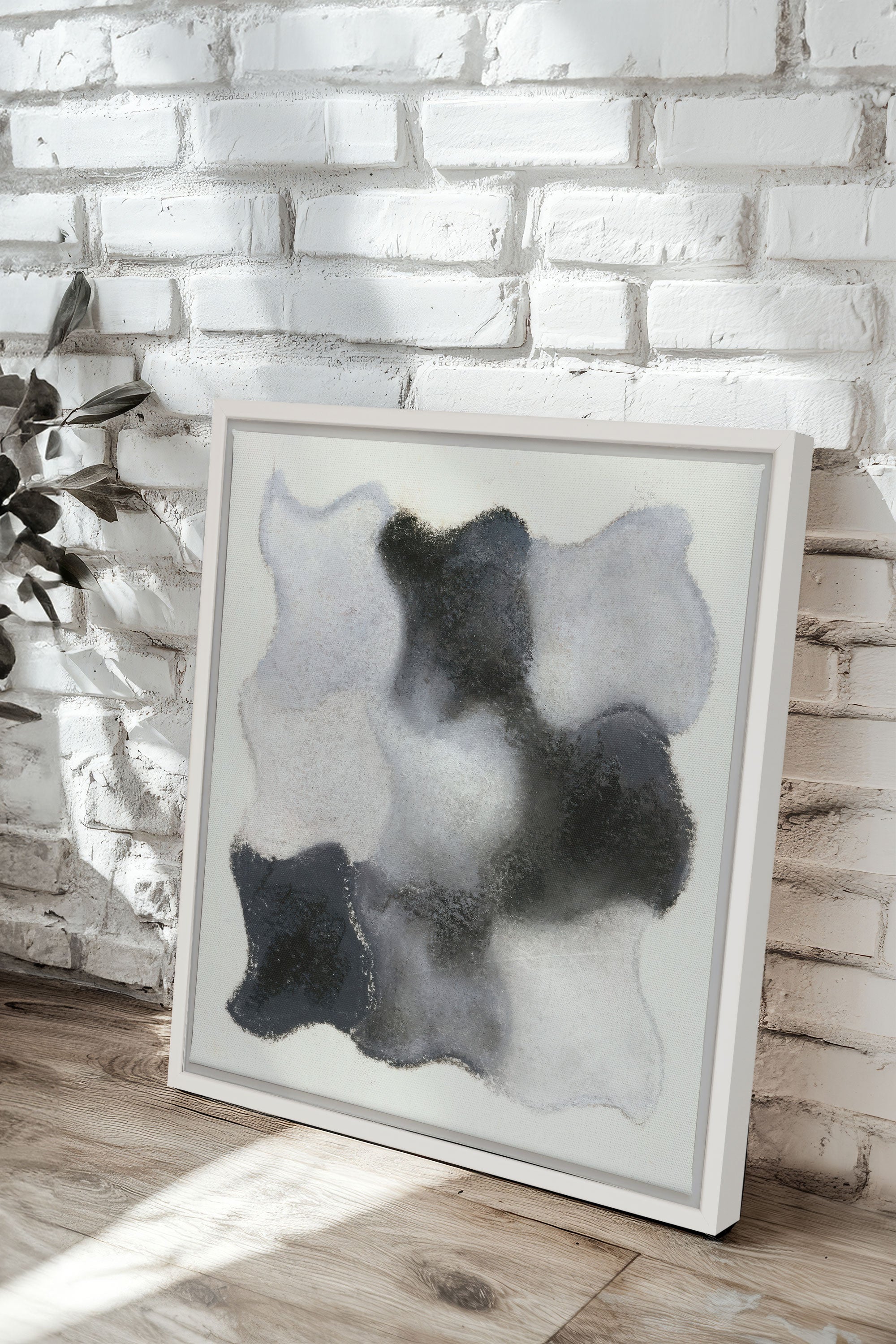 OLEKA CANVAS - NUANCES FONDUES, Oeuvre sur toile étirée, encadré Blanc