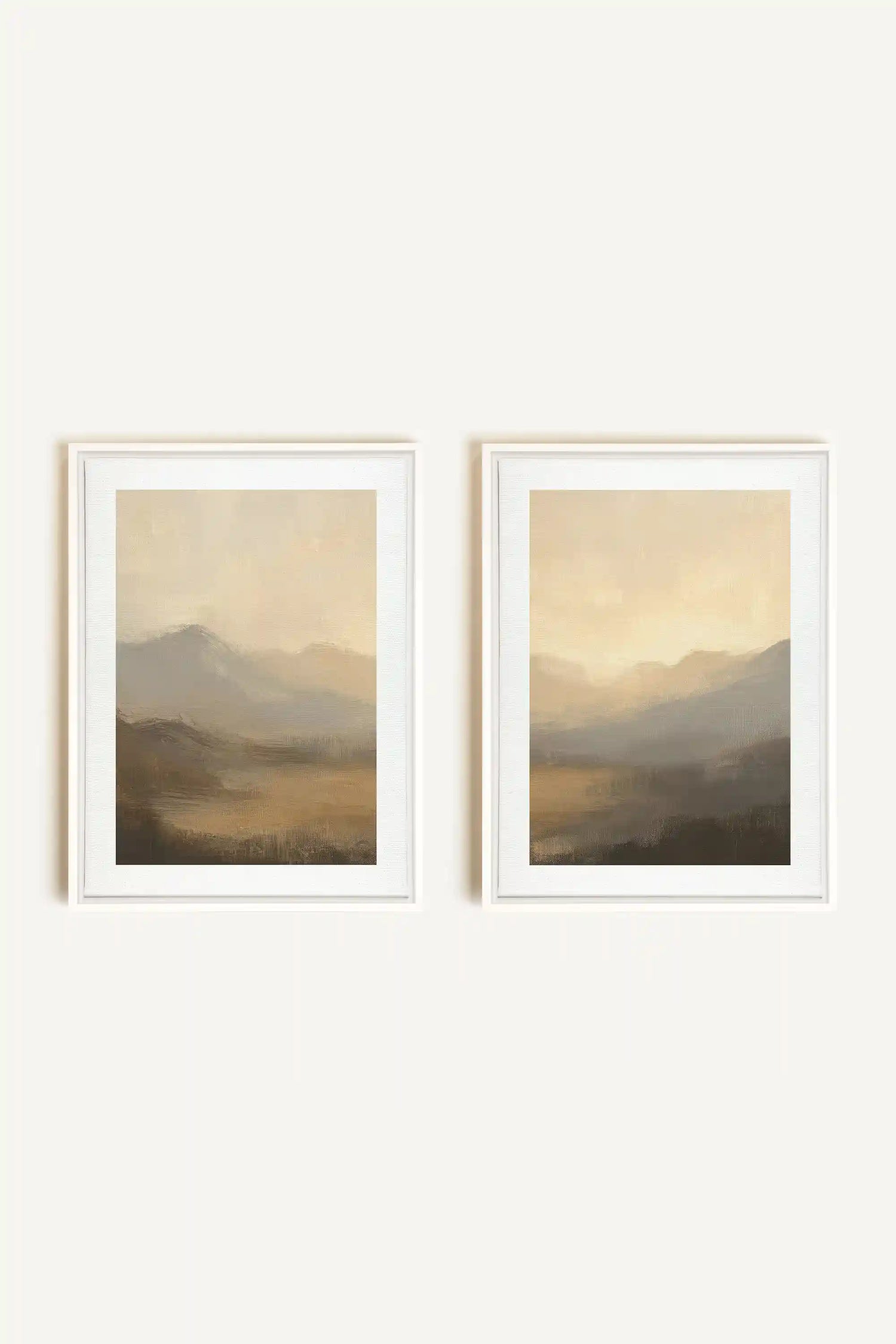 VEILED PEAKS DUO, 2 Oeuvres sur toile étirée, encadré Blanc