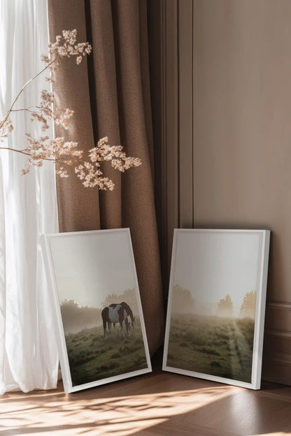 PASTURELIGHT DUO, 2 works on stretched canvas, white frame