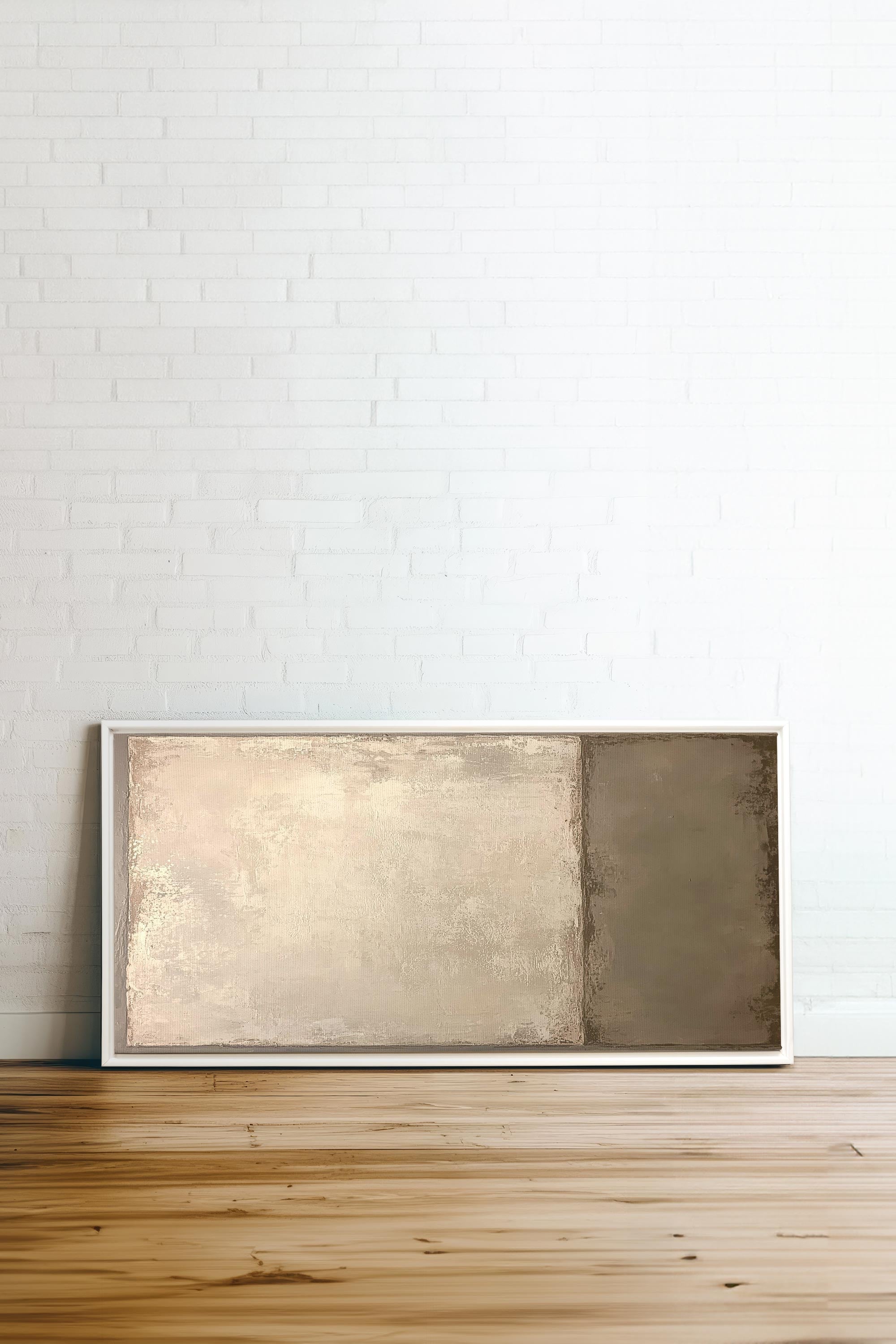 OLEKA CANVAS - VOILE DE TERRE, Oeuvre sur toile étirée, encadré Blanc