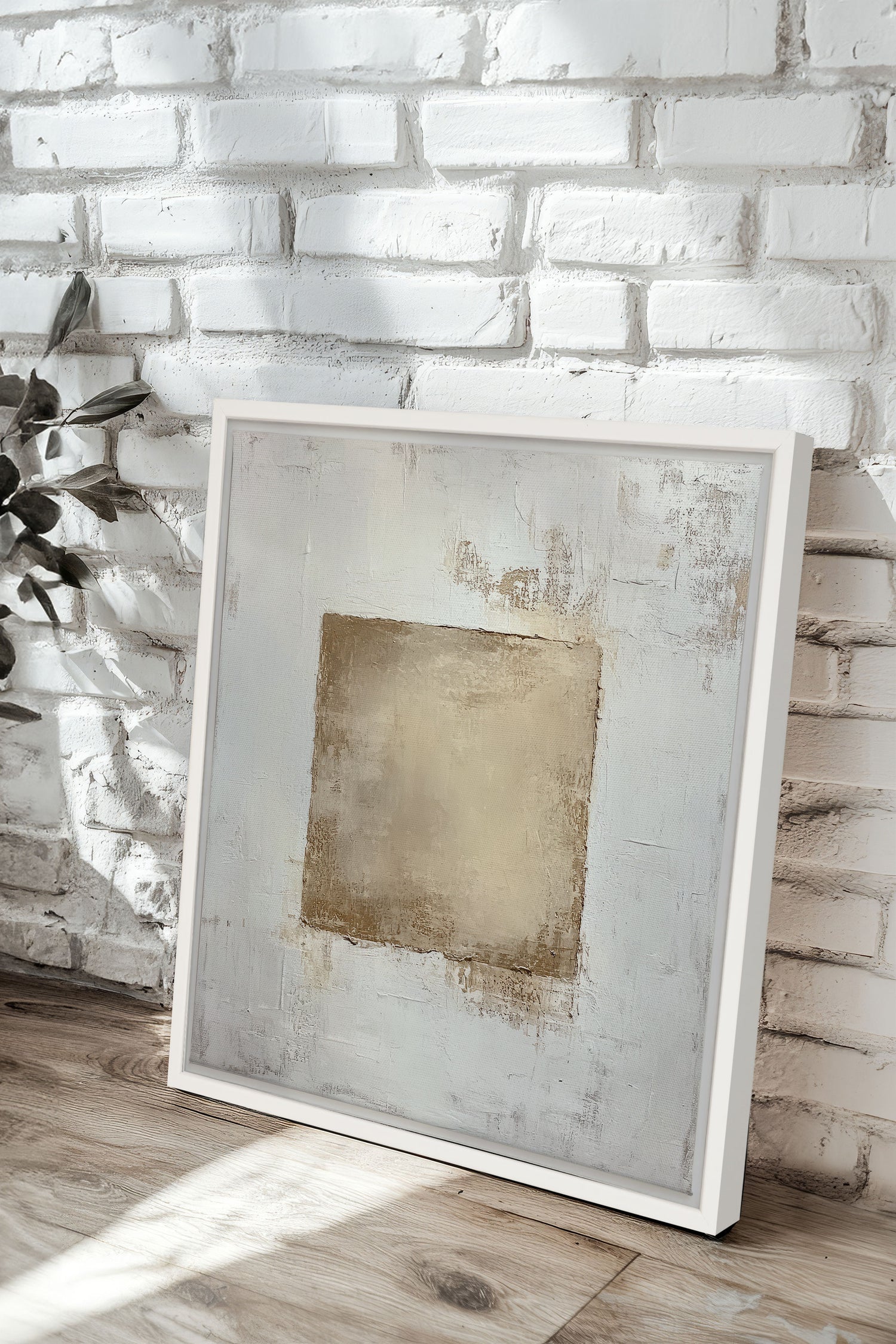 GOLDEN TEXTURE, Artwork on stretched canvas, framed in white