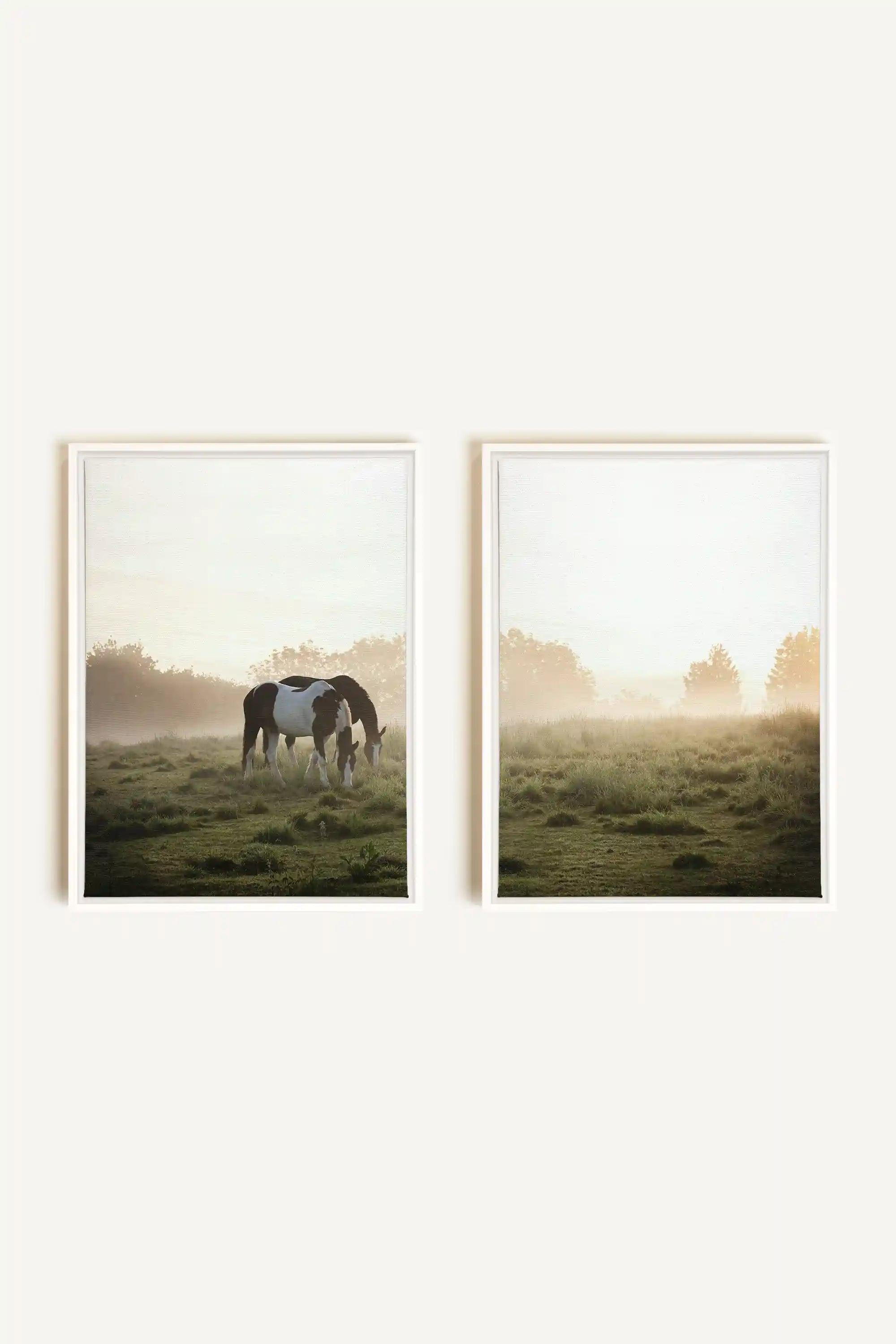 PASTURELIGHT DUO, 2 works on stretched canvas, white frame