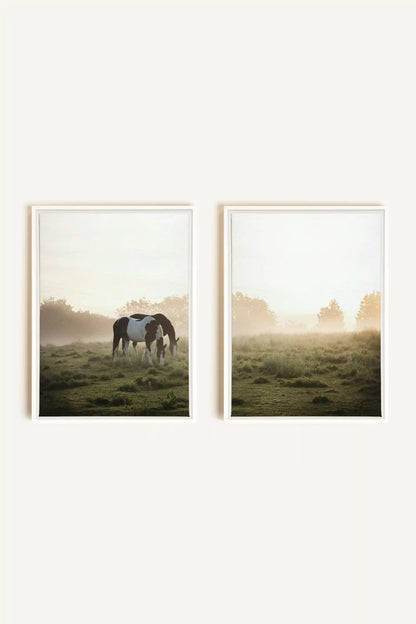 PASTURELIGHT DUO, 2 works on stretched canvas, white frame