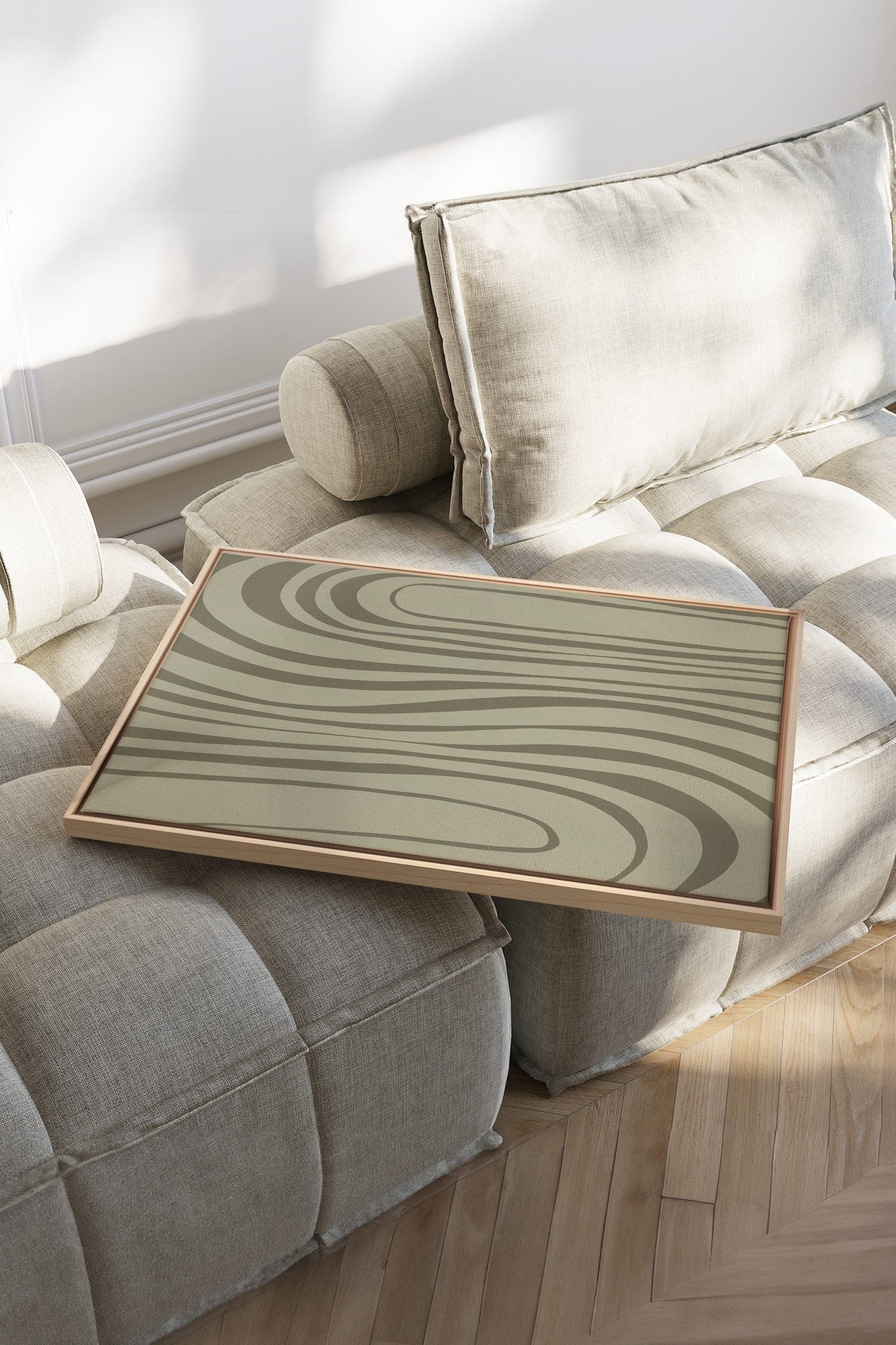 OLEKA CANVAS - STREAMLINES, Oeuvre sur toile étirée, encadré Naturel Clair