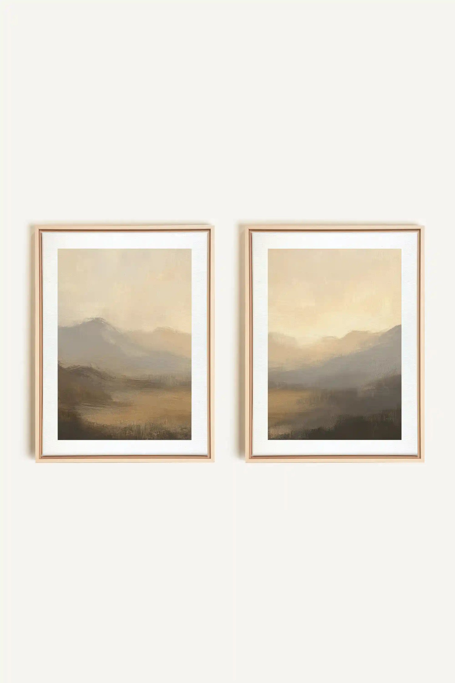 VEILED PEAKS DUO, 2 Works on stretched canvas, framed Naturel Clair