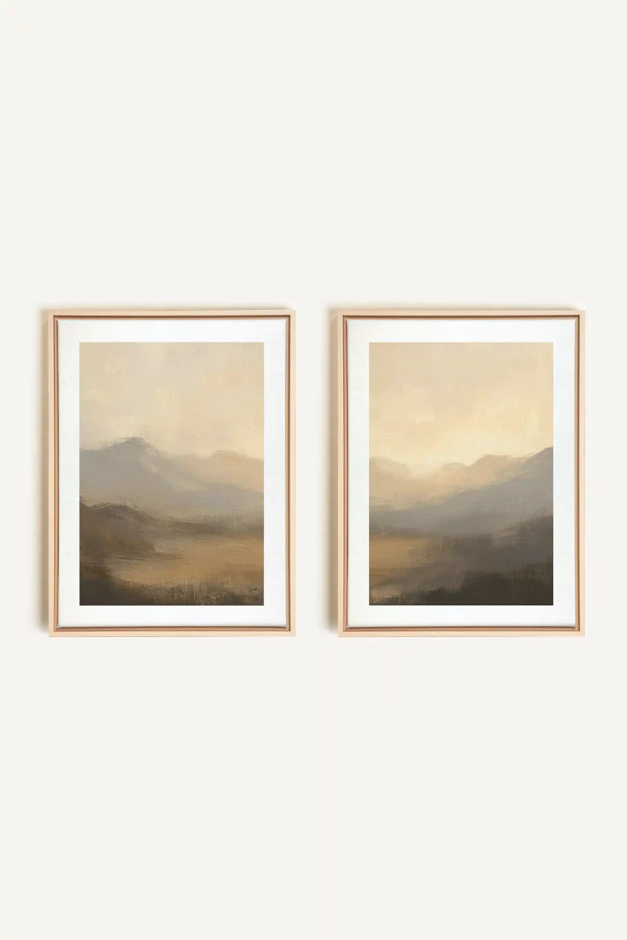 VEILED PEAKS DUO, 2 Works on stretched canvas, framed Naturel Clair