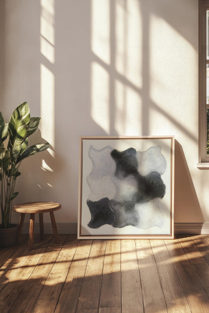 OLEKA CANVAS - NUANCES FONDUES, Oeuvre sur toile étirée, encadré Naturel Clair