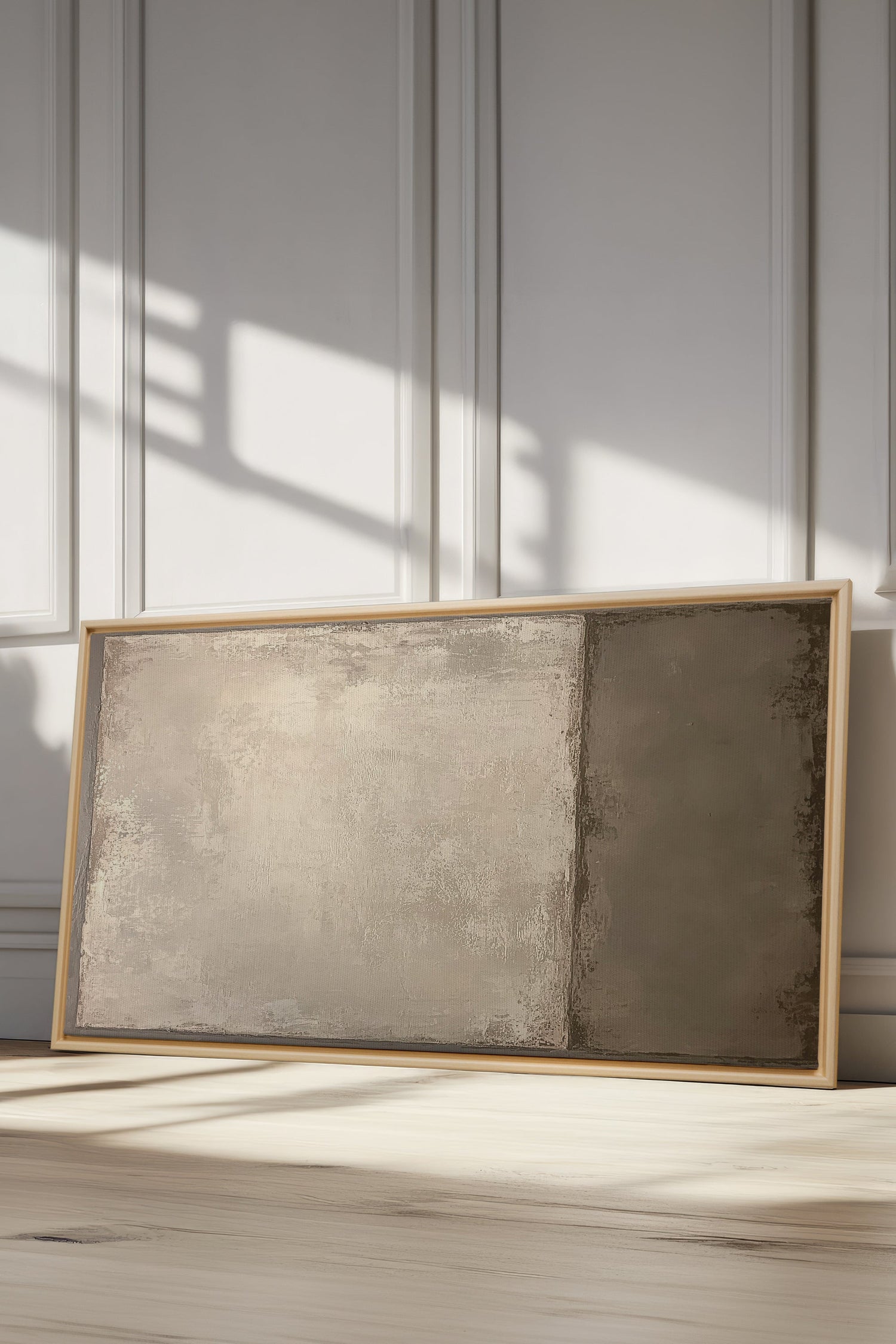 OLEKA CANVAS - VOILE DE TERRE, Oeuvre sur toile étirée, encadré Naturel Clair