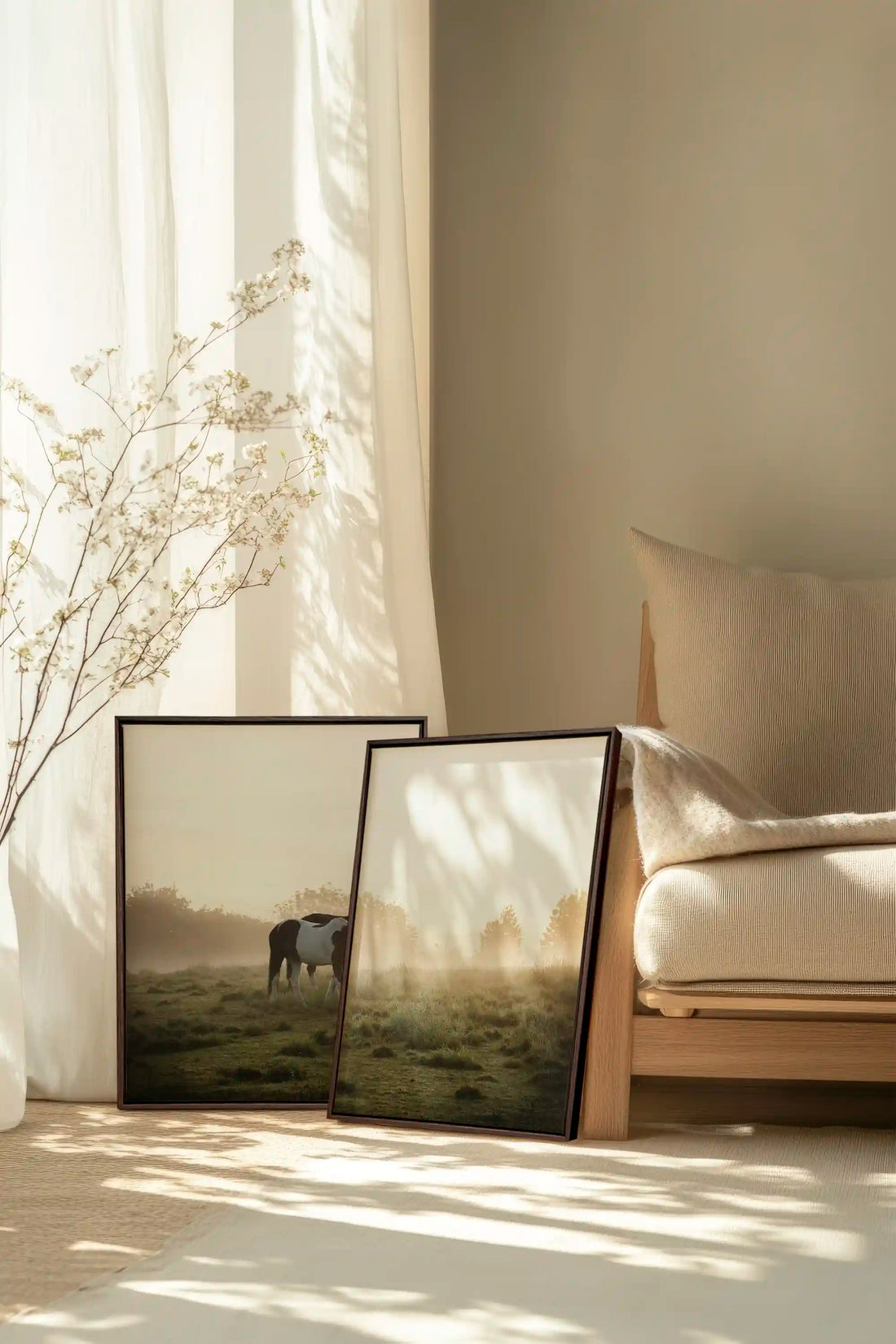 PASTURELIGHT DUO, 2 Oeuvres sur toile étirée, encadré Brun Noyer