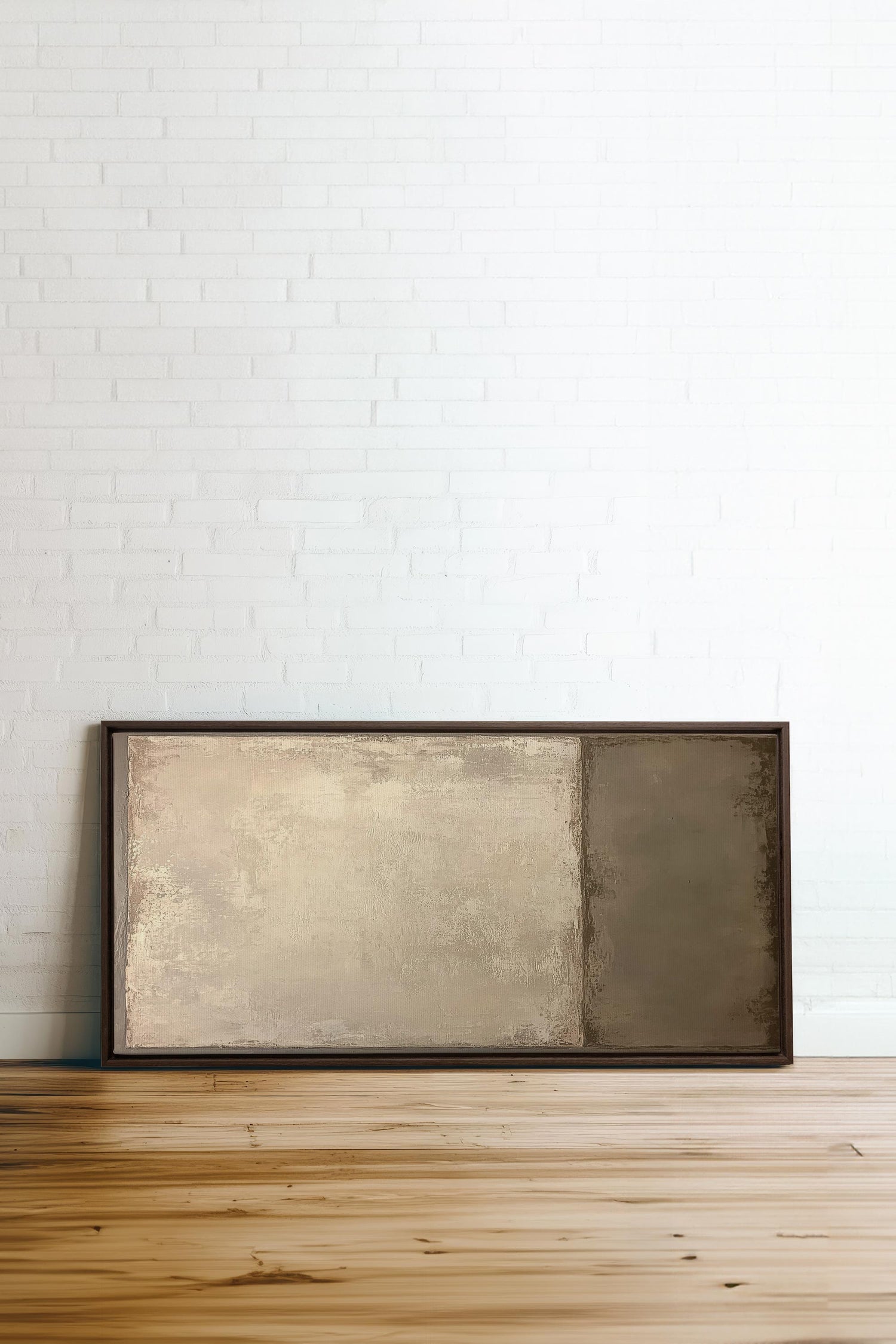 OLEKA CANVAS - VOILE DE TERRE, Oeuvre sur toile étirée, encadré Brun Noyer